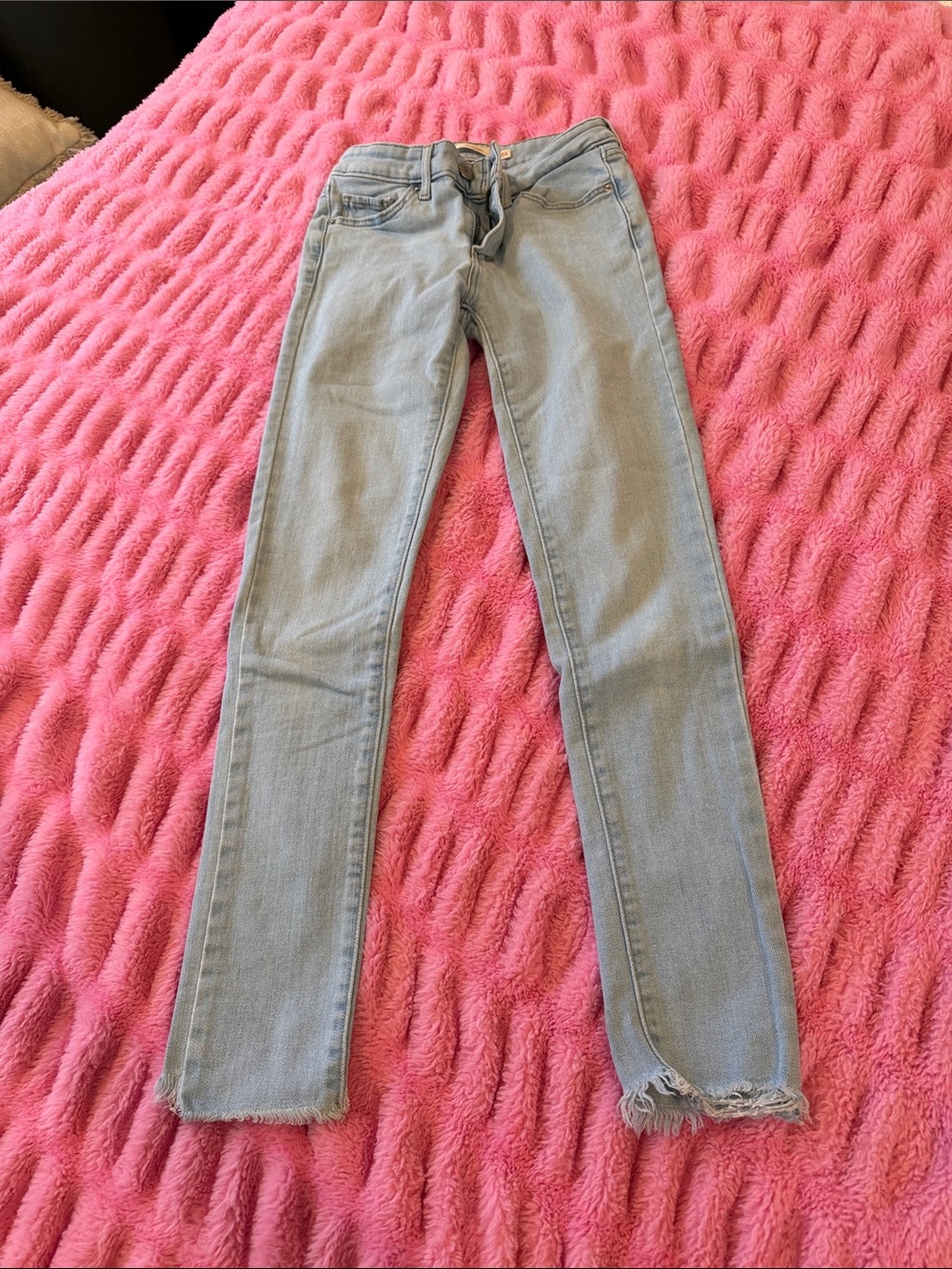 Levi's Light Blue Skinny Jeans with Frayed Hem